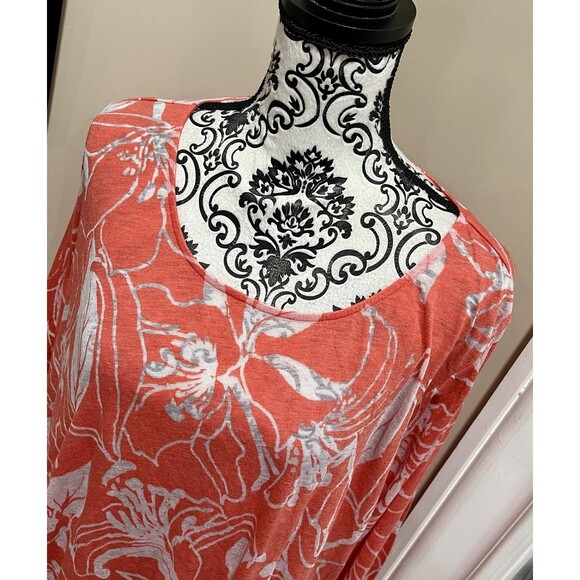 Chalet et Ceci 1X Orange Burn Out Floral Tunic Top Pocket XL Lagenlook Boho - Picture 2 of 13